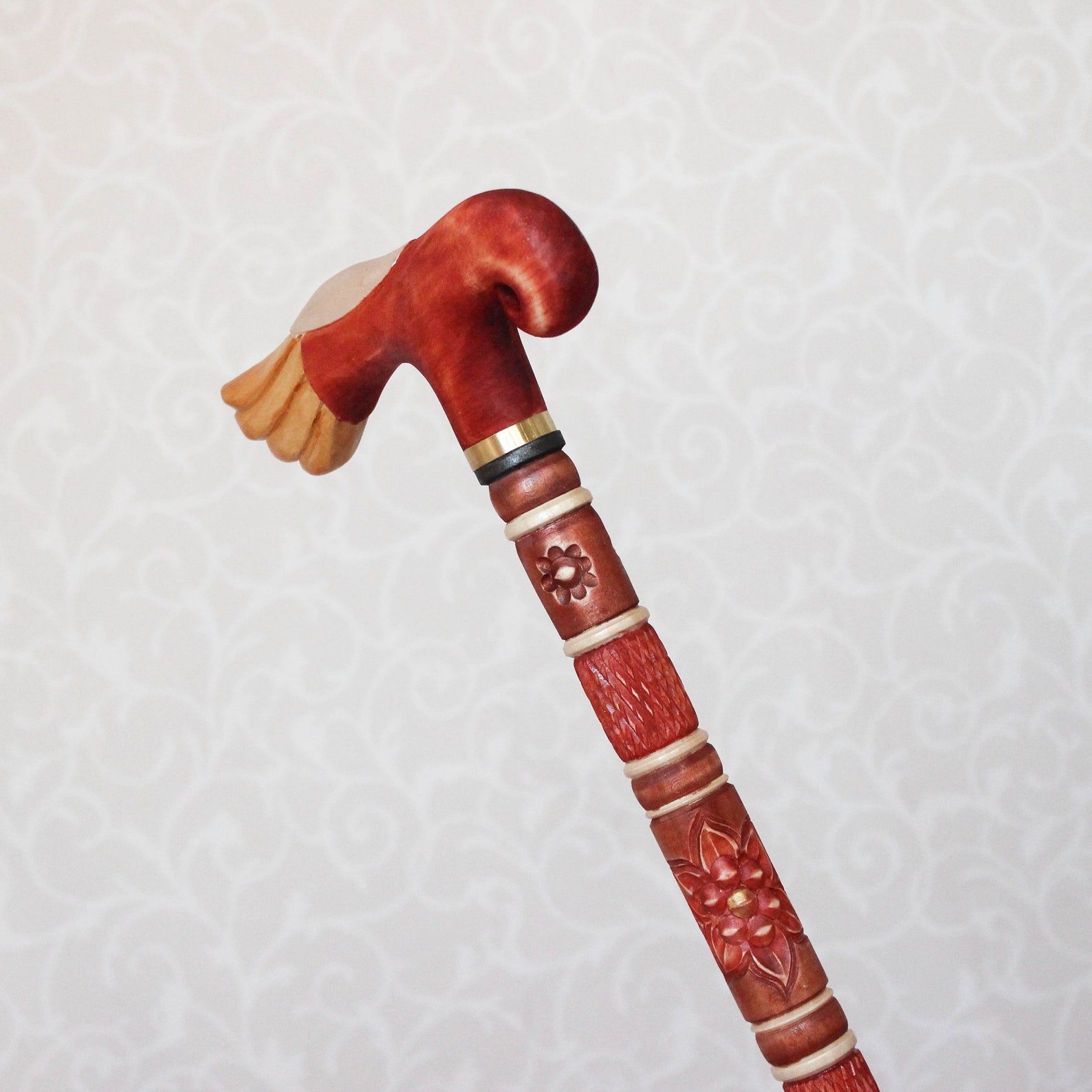Women's Walking Cane Elegant Wooden Cane With Gold Handle Etsy
