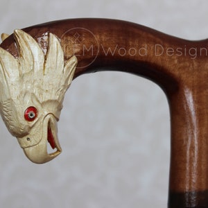 Wooden cane American Eagle Carved handle Walking stick Hiking stick handmade Carved stick Walking stick canes Gift from Ukraine Wooden cane