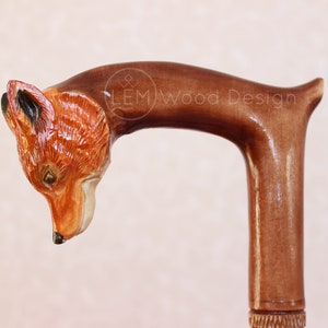 Style cane and walking stick Fox Carved handle and staff Handmade Wooden craft cane Hiking Sticks Gift from Ukraine Walking sticks canes