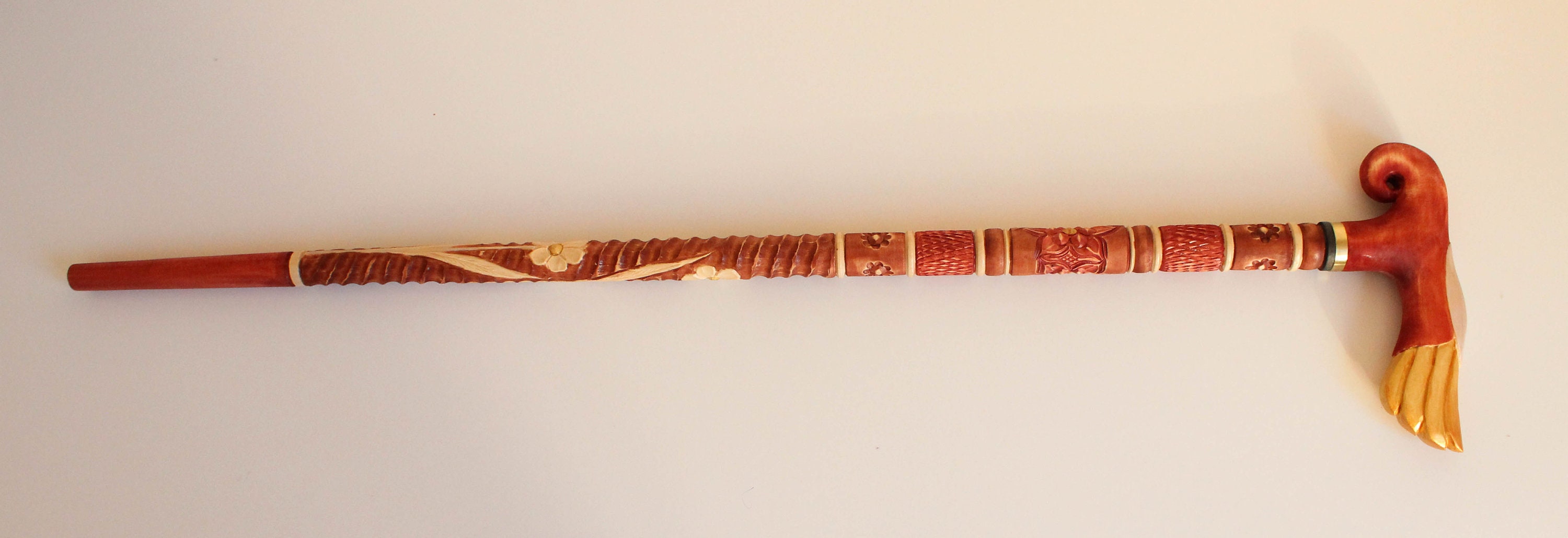 Women's Walking Cane Elegant Wooden Cane With Gold Handle Etsy