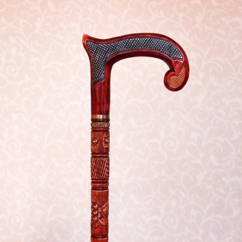 Hand Carved Walking Cane With Carved Handle and Shaft Hiking Etsy Canada