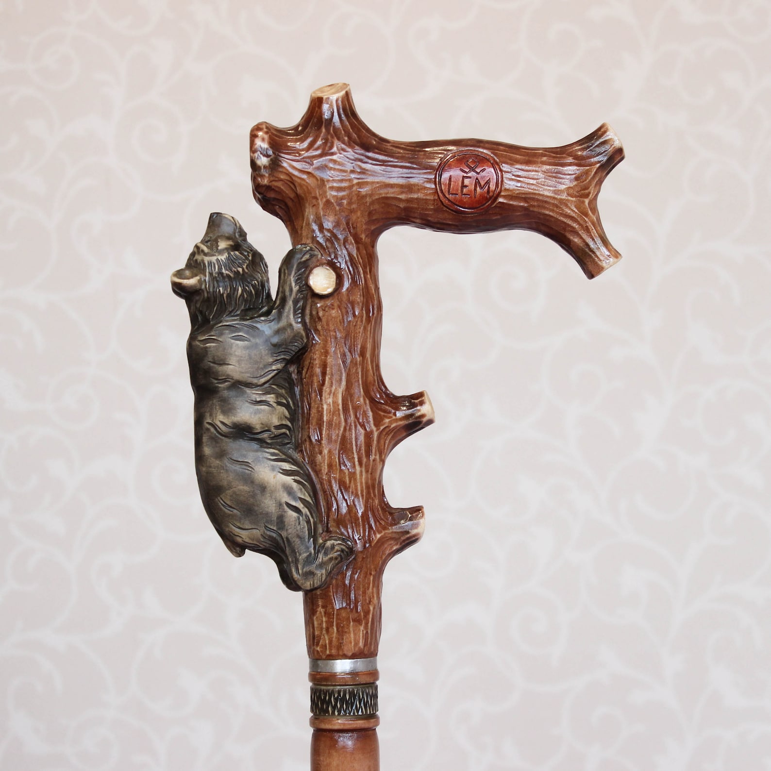 Bear Walking Cane Hand Carved Handle and Simple Staff Hiking Etsy