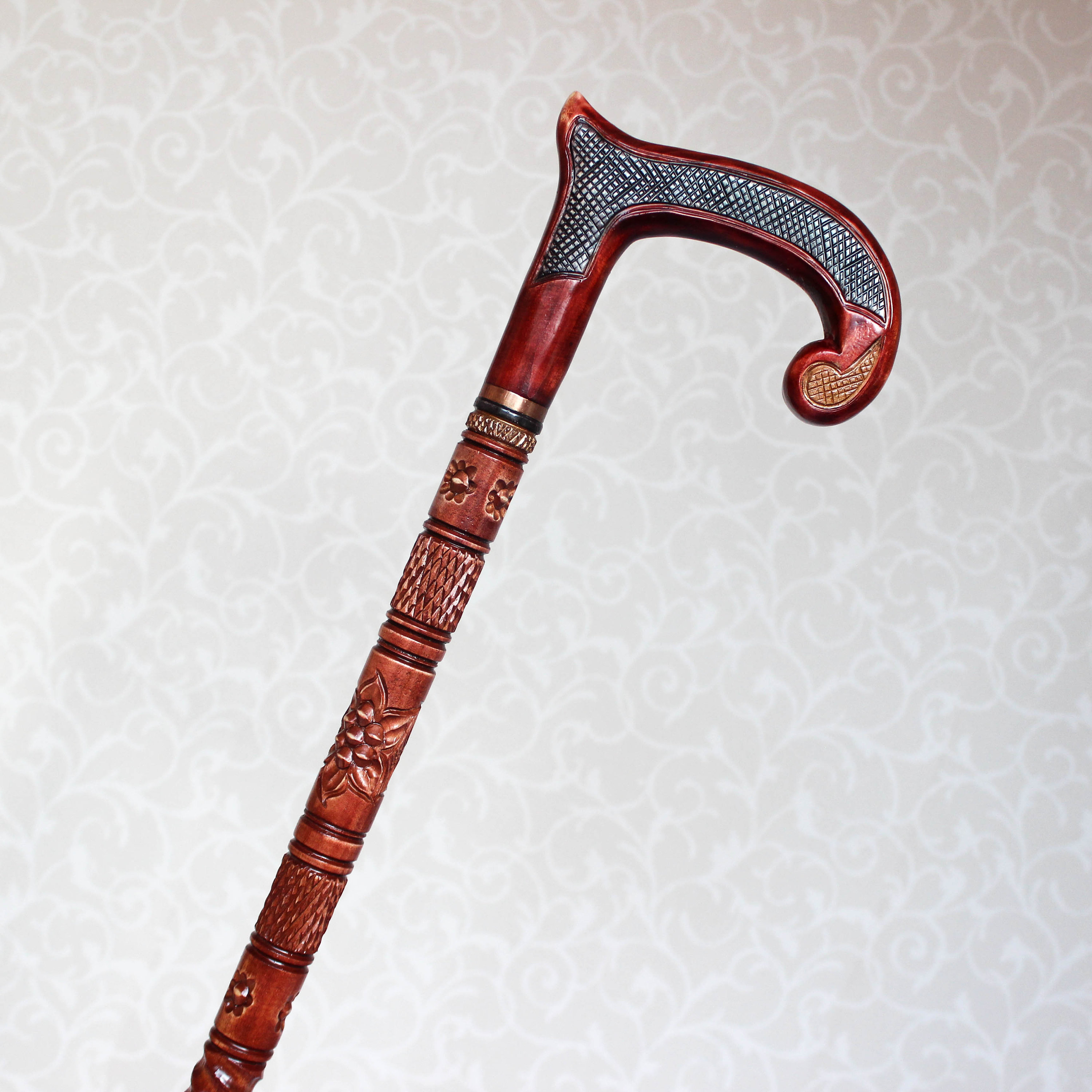 Hand Carved Walking Cane With Carved Handle and Shaft Hiking Etsy