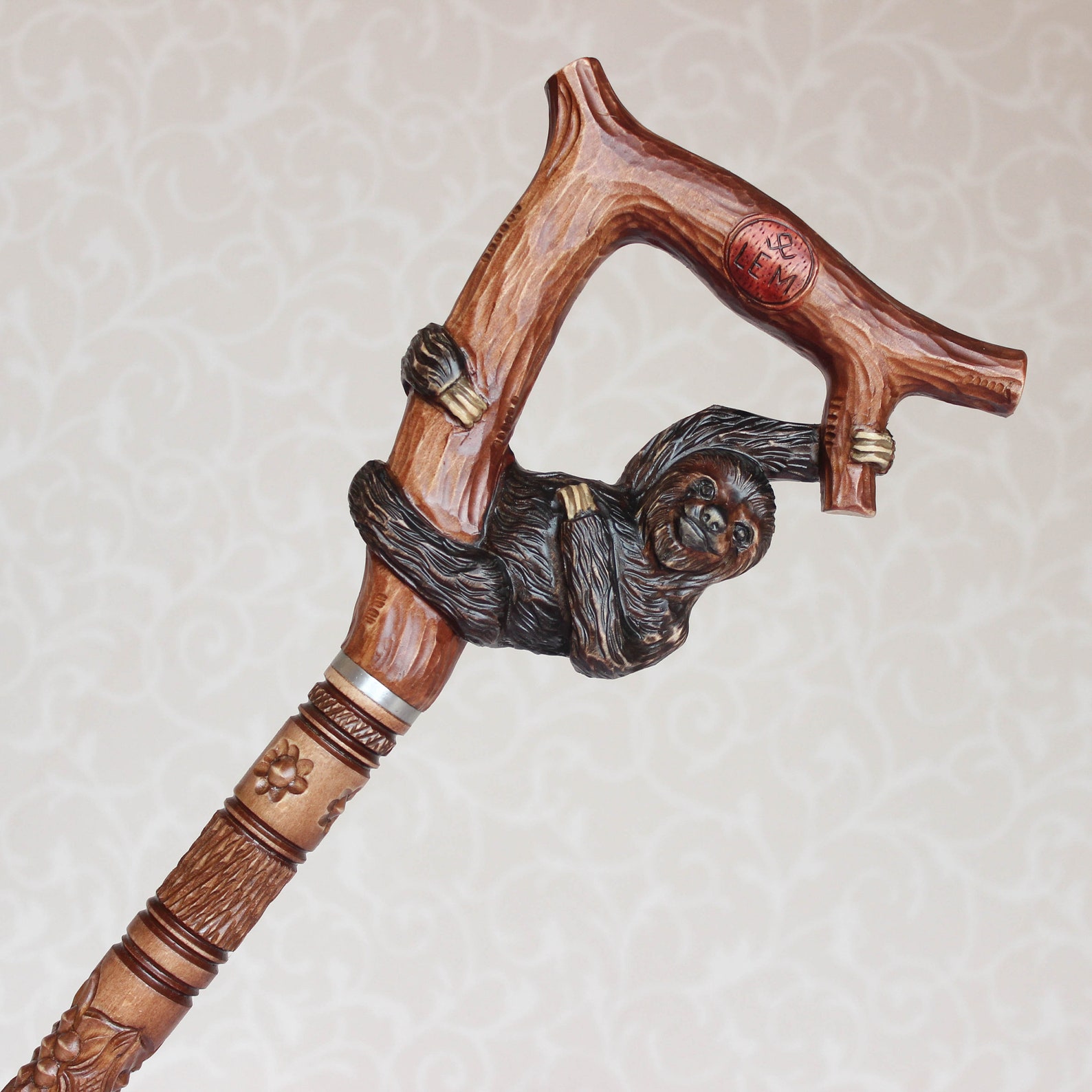Sloth Cane Hand Carved Sloth Walking Cane: Wooden Hiking Stick - Etsy