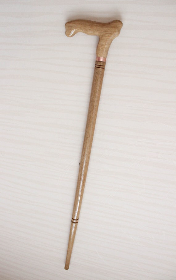 Details about   Wooden oak walking cane Stable and strong cane with a copper ring is suitable 