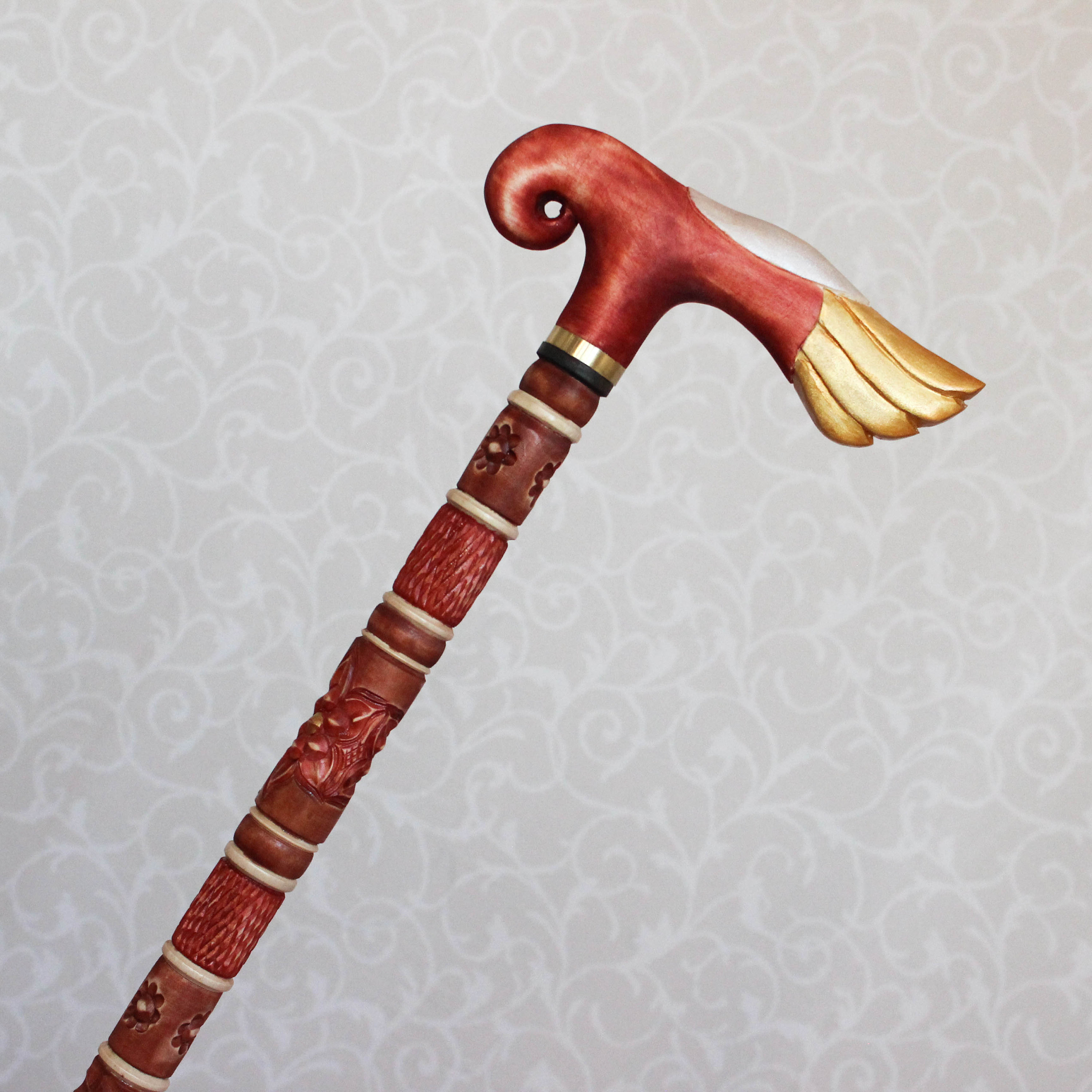 Women's Walking Cane Elegant Wooden Cane With Gold Handle Etsy
