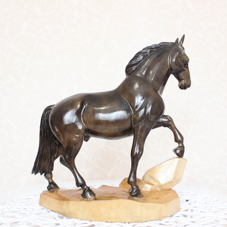 Sculpture en bois de cheval L13x H14x W4 Statue Etsy
