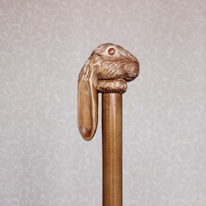 Custom walking stick rabbit head