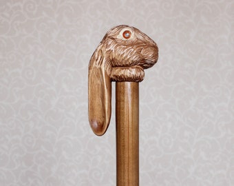 Custom walking stick rabbit head