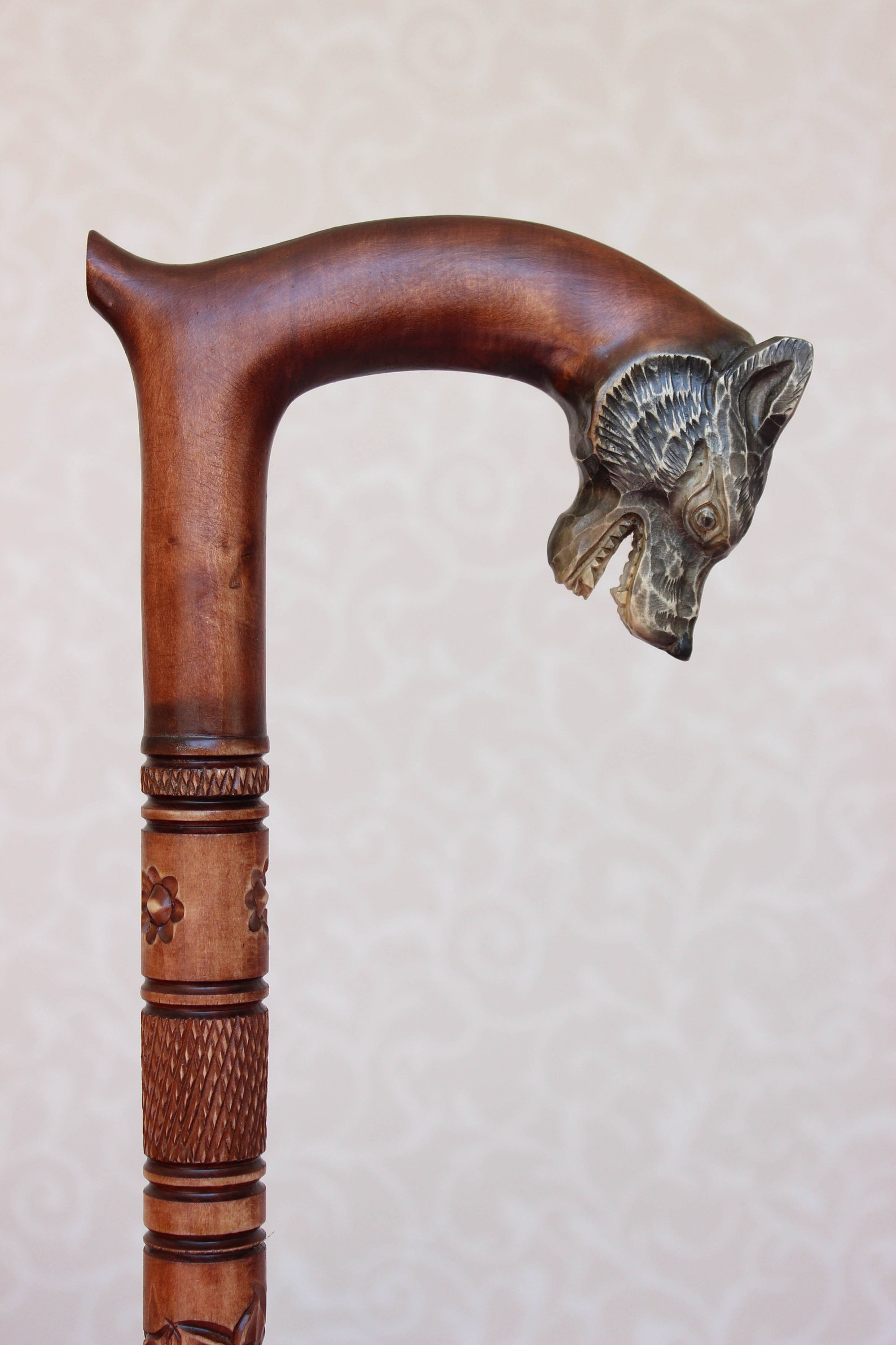 Walking Sticks Dog Carved Cane Wooden Cane Walking Sticks Etsy