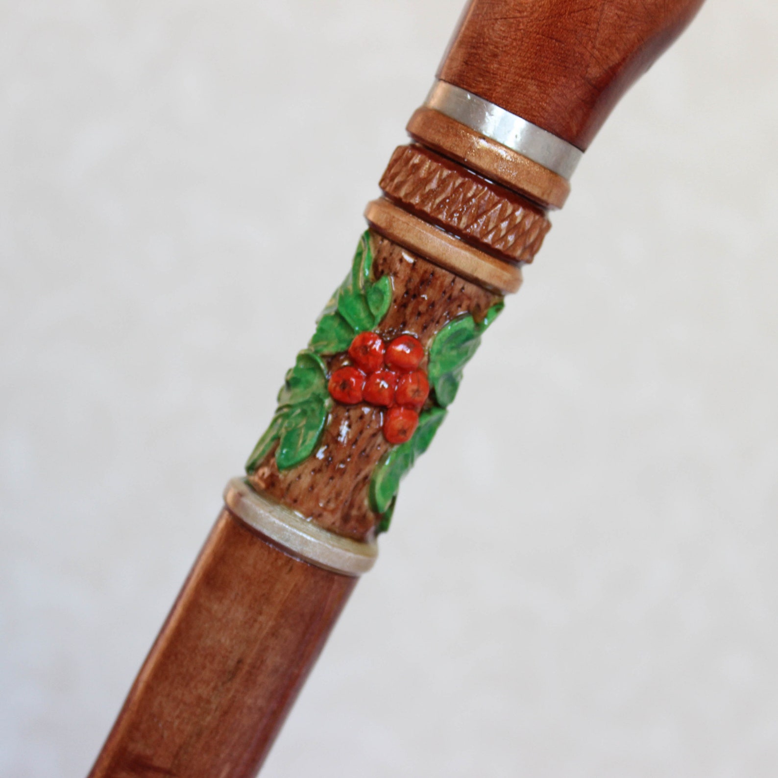 Christmas Cane With Santa Hand Carved Handle and Shaft Custom - Etsy