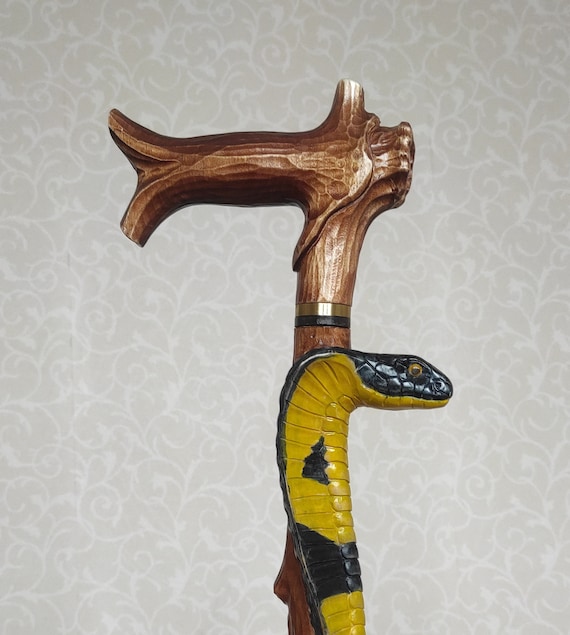 手彫りのコブラヘビ木製杖 - 手作り杖 - Etsy 日本