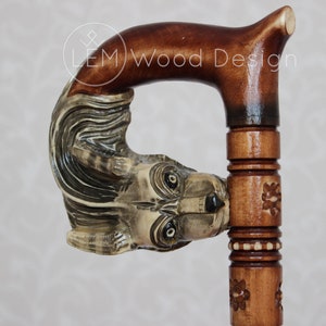 Walking stick Wolf Carved handle Wooden cane Hiking stick Handmade canes Walking stick cane Carved stick Walking stick carved Walking Stick