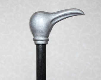 Penguin Walking Cane, Hand Carved Wooden Hiking Stick