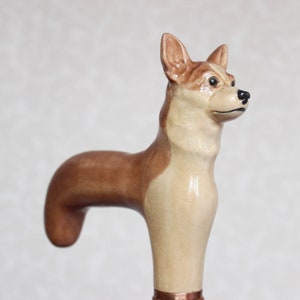 Custom walking cane with Chihuahua Hand carved handle and shaft Wooden walking stick Made in Ukraine Hiking stick Walking sticks canes Dogs