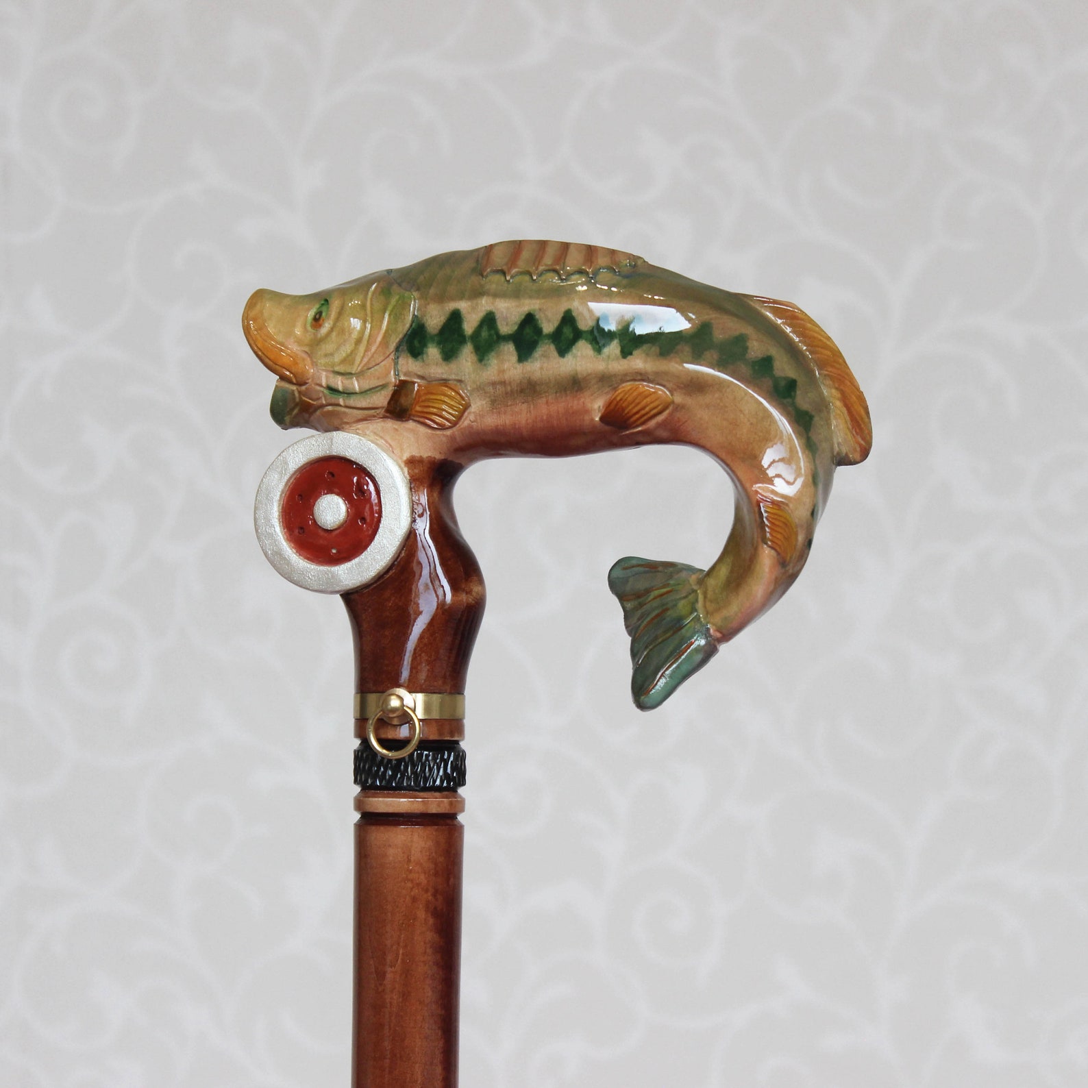 Walking Cane With Fish Largemouth Bass Cane Hiking Stick Hand - Etsy