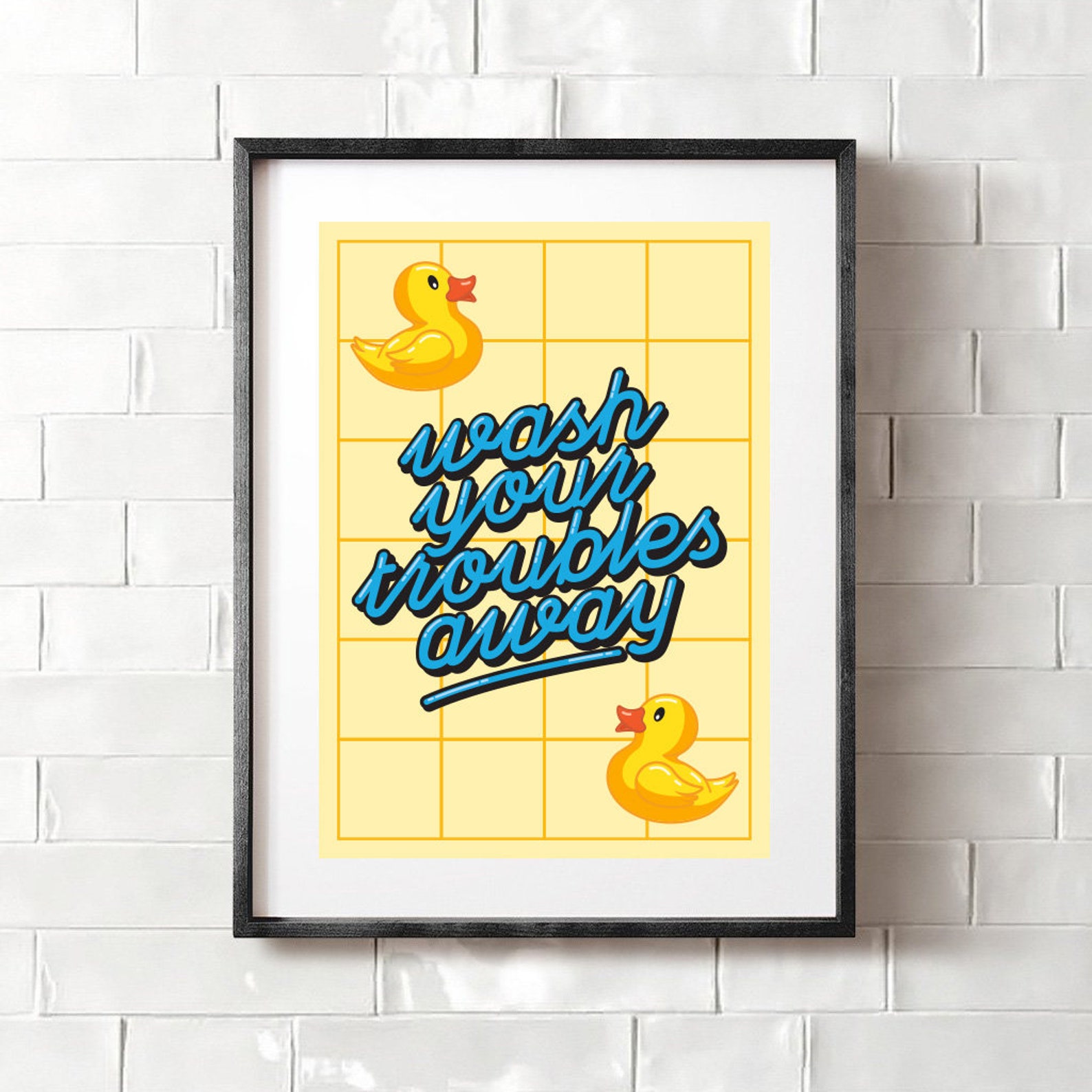 Wash Your Troubles Away Rubber Duck Bathroom Downloadable Printable ...
