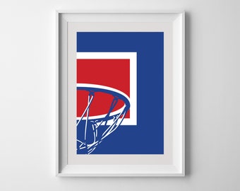 Detroit Pistons NBA-basketbalbord afdrukbare print muurkunst poster minimale abstracte kunstwerken digitale download illustratie muurkunst