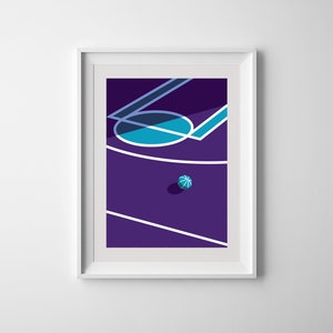 Charlotte Hornets Basketball Court Printable Downloadable Wall Art Print Poster