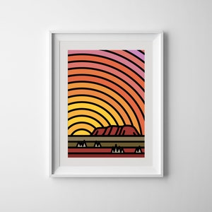 Ayers Rock Uluru Sunrise Australia Outback Printable Print Poster Pop Art Wall Decor Minimal Artwork Downloadable Digital