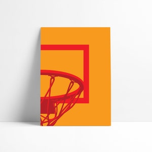 Basketball Print Wall Art Poster Minimal Abstract Artwork Geometric Digital Download Illustration Wall Art NBA Backboard Ring Net