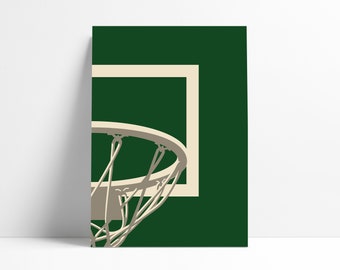 Milwaukee Bucks NBA Basketball Backboard Printable Print Wall Art Poster Minimal Abstract Artwork Digital Download Illustration Wall Art