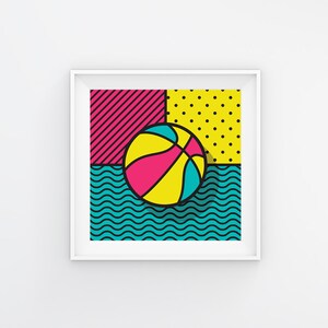 Pop Art Basketball Abstract Pattern Neon Printable Wall Print Poster Decor Artwork