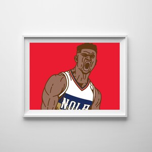 Zion Williamson New Orleans Pelicans NOLA NBA Basketball Printable Print Wall Art Poster Artwork Digital Download Illustration