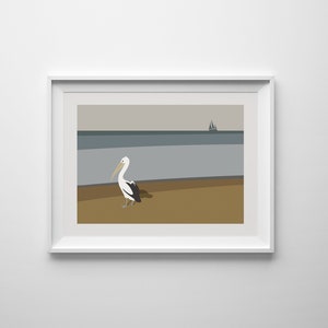 Pelican Beach Western Australia Printable Print Poster Wall Art Minimal Artwork