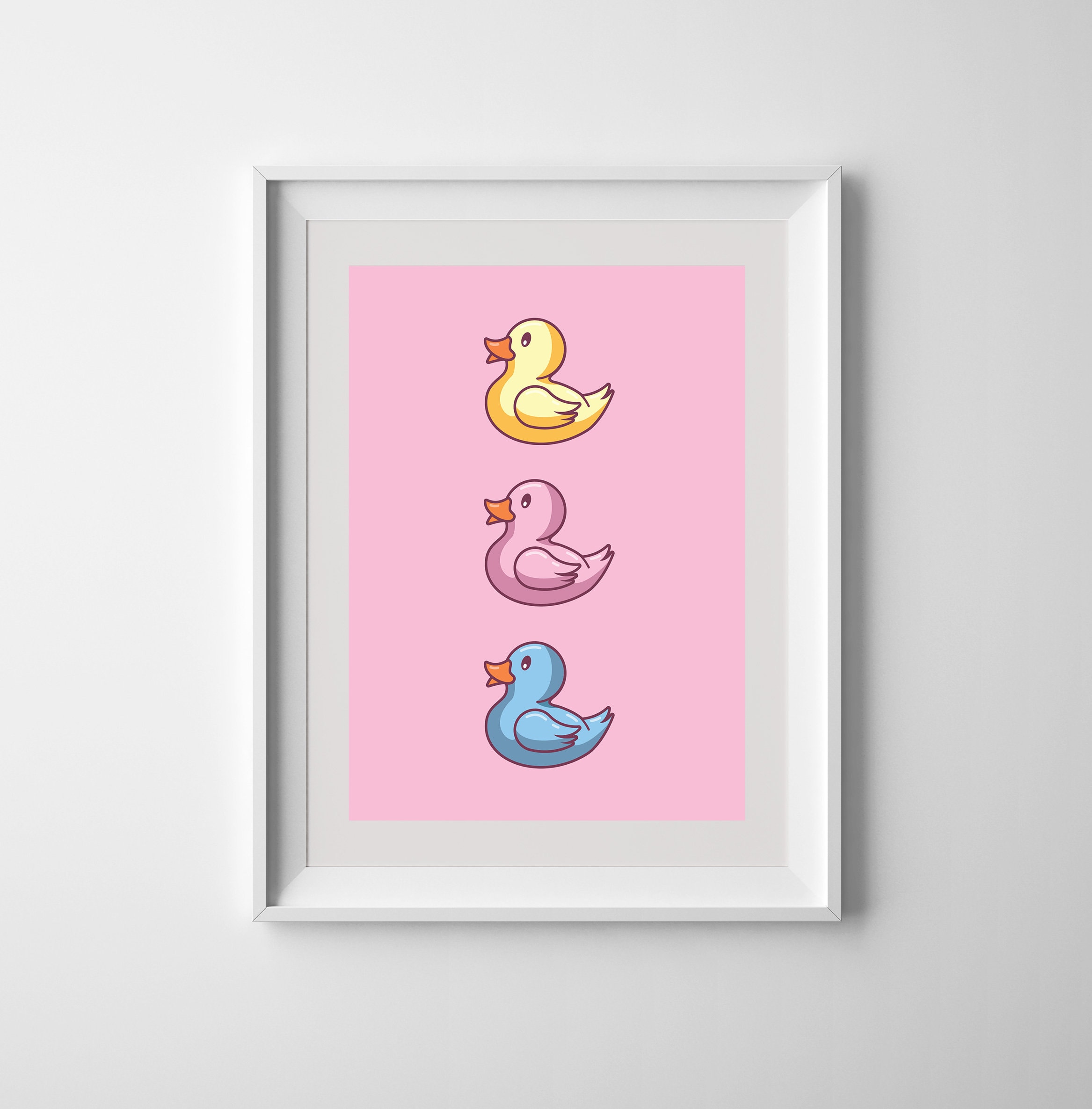 Three Rubber Ducks Pink Rainbow Bathroom Pop Art Printable Print Poster ...