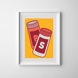Salt and Pepper Shakers Kitchen Pop Art Printable Print Poster Wall Decor Artwork Downloadable Digital