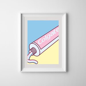 Zahnpasta Bad Abstract Pop Art bedruckbare Druck-Plakat Wall Decor Minimal Artwork Downloadable Digital