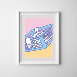 Kosz na pranie Pop Art Wydrukuj plakat Dekoracja ścienna Minimalistyczne dzieło sztuki Do pobrania Cyfrowe
