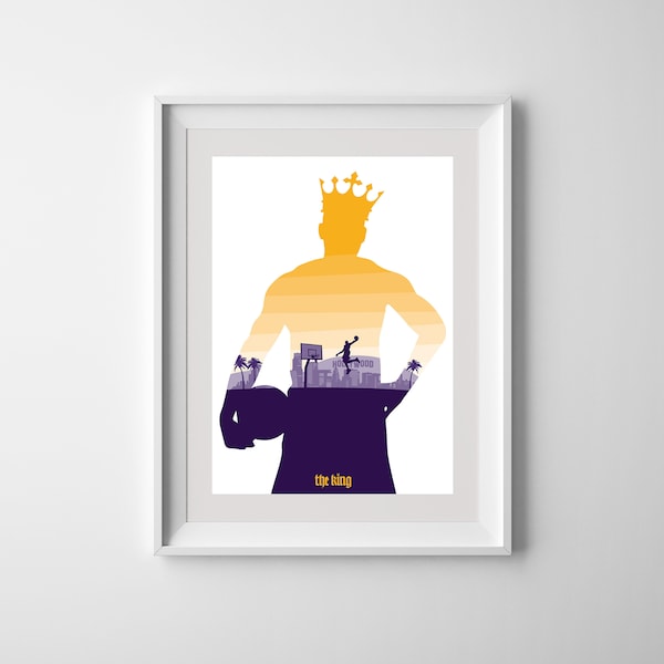 Lebron James Los Angeles Lakers Silhouette Basketball NBA Print Printable Downloadable Wall Art Poster Digital Download