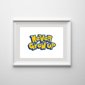 Nunca crezcas atrapándolos todo el póster de impresión descargable imprimible de la obra de arte de los años 90
