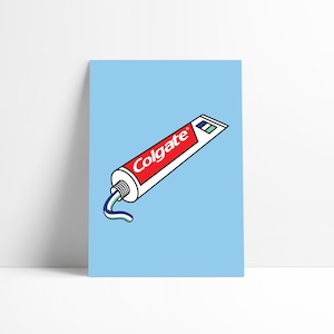 Colgate Zahnpasta Bad Pop-Art druckbare Druck Poster Wand Dekor Minimal Kunstwerk herunterladbare digitale