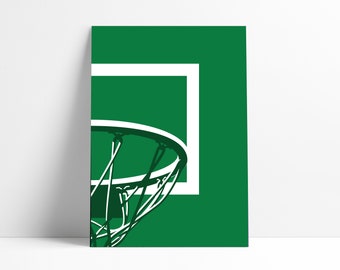 Boston Celtics NBA Basketball Backboard Printable Print Wall Art Poster Minimal Abstract Artwork Digital Download Illustration Wall Art