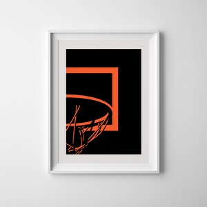 Basketball Backboard Net Minimal NBA Printable Wall Art Print Digital Download