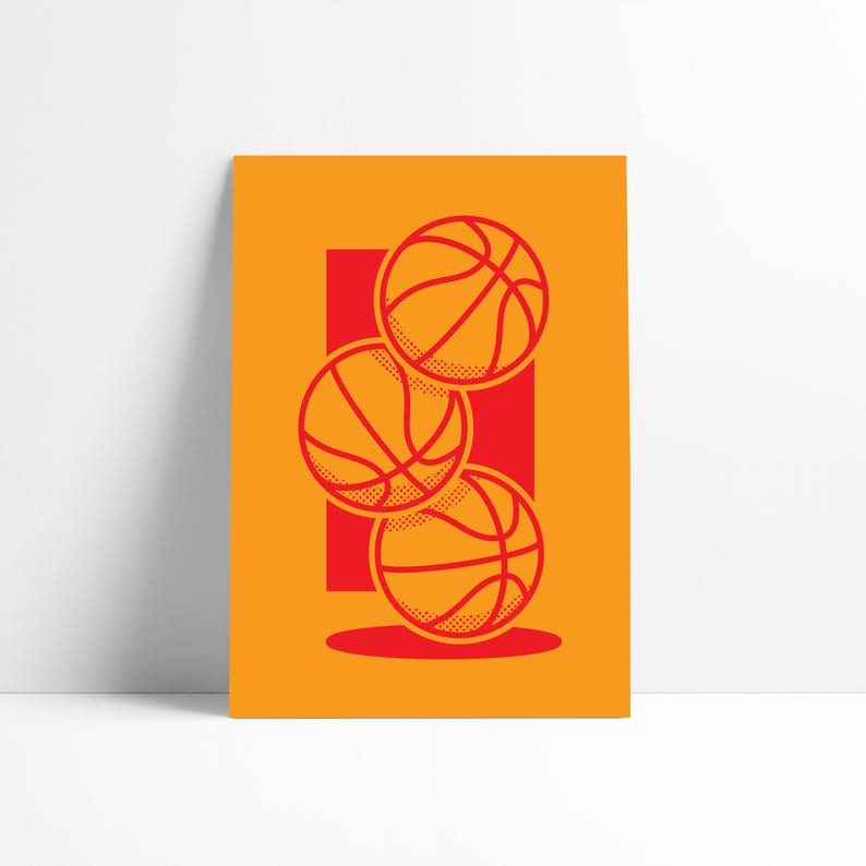Basketball Print Wall Art Poster Minimal Abstract Artwork Illustration Geometric Digital