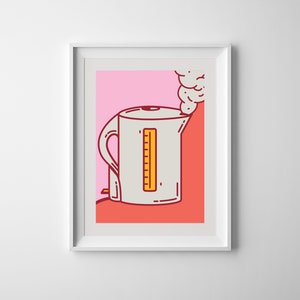 Kettle Coffee Tea Kitchen Pop Art Printable Print Poster Wall Decor Artwork Downloadable Digital