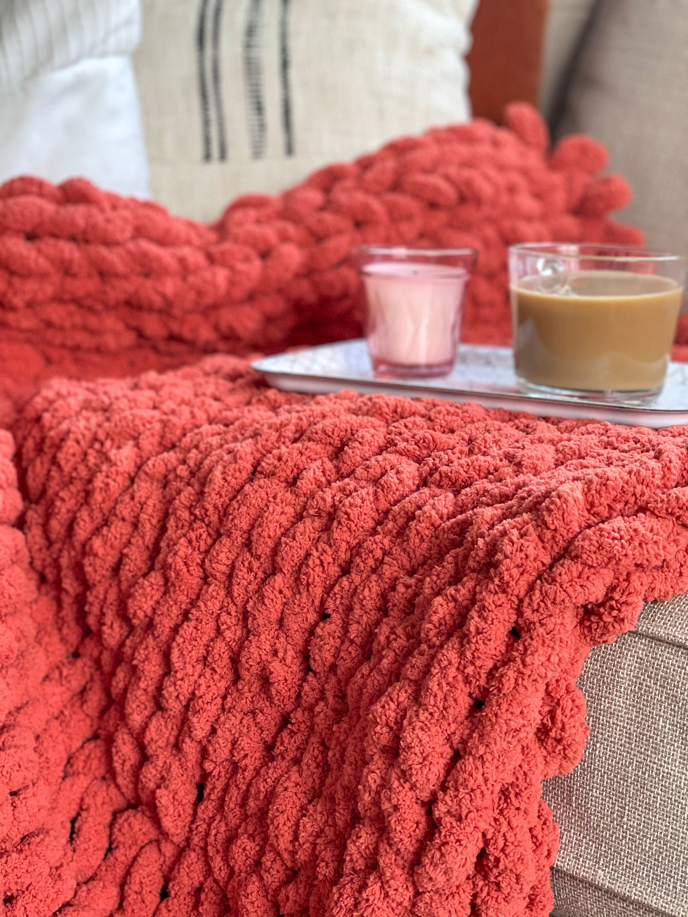 Chunky Hand Knit Blanket Baby Blanket Throw Blanket XL Etsy