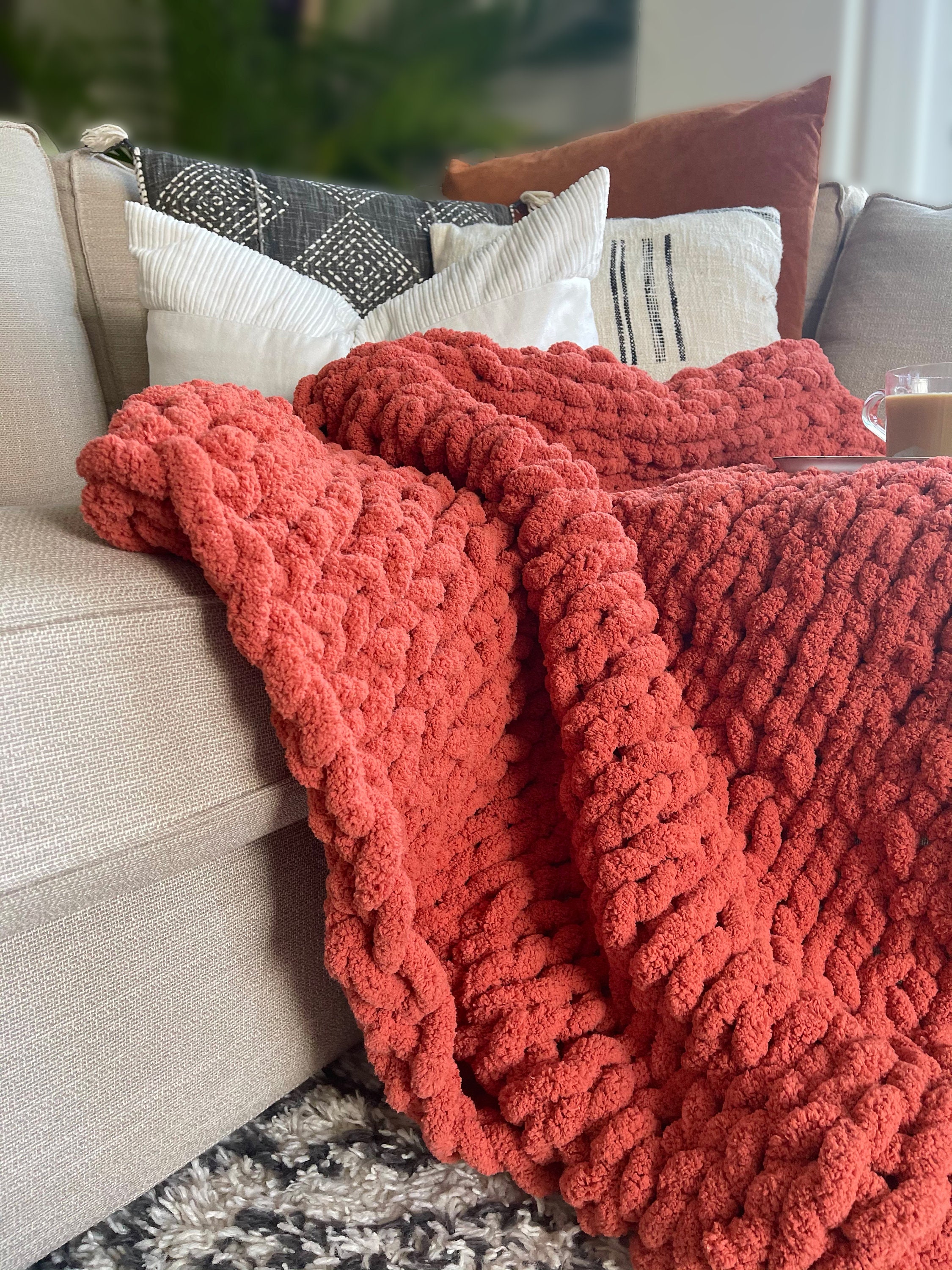 Chunky Hand Knit Blanket Baby Blanket Throw Blanket XL Etsy