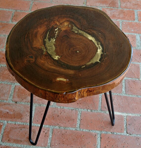 Wood Chair Side Table Wood Art Round Crocodile Or Satin Etsy