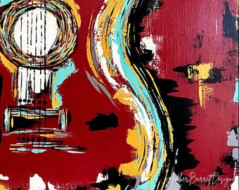 Large Guitar Abstract Painting