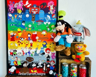Something About the 80’s – Hand-Painted Pop Culture Art Print | 80s Nostalgia Wall Decor | Retro Cartoon Collage by Amber Barrett