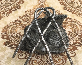 4" Hand-forged Twisted Iron Hair Pin