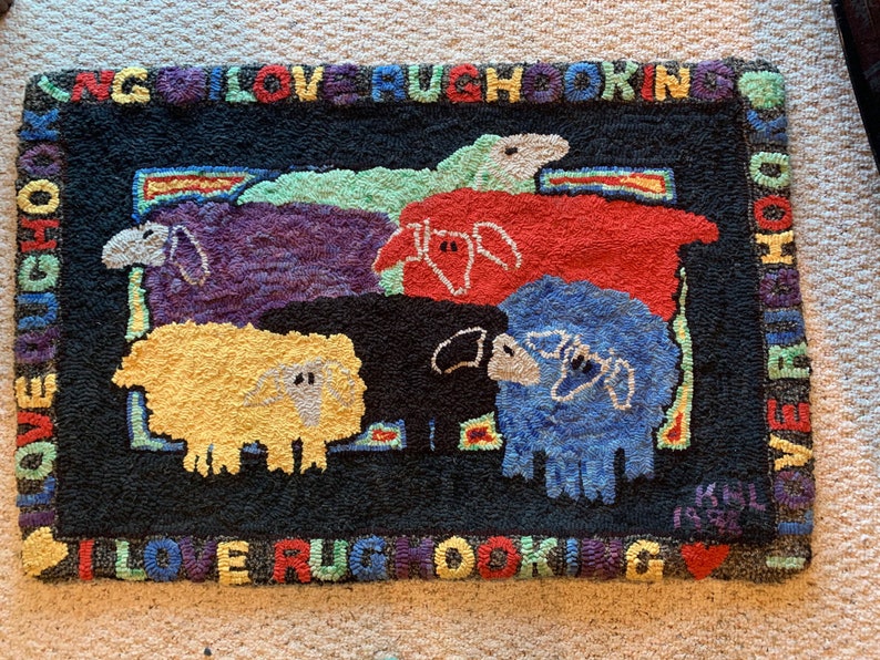 I Love Rug Hooking Sheep Rugs Etsy