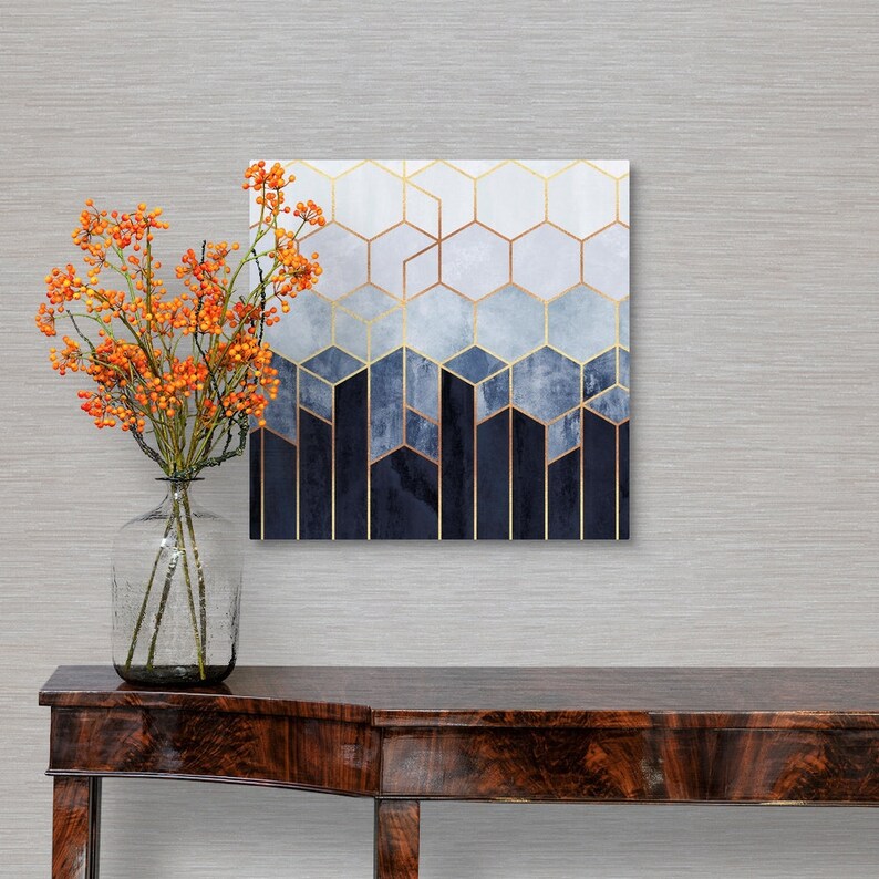 Soft Blue Hexagons Metal Wall Art Print 12x12 Etsy