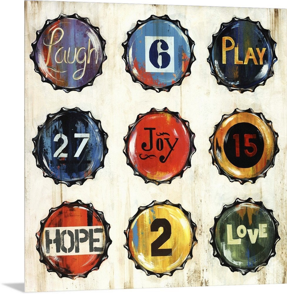 Bottle Cap Metal Wall Art Print 12x12 Etsy