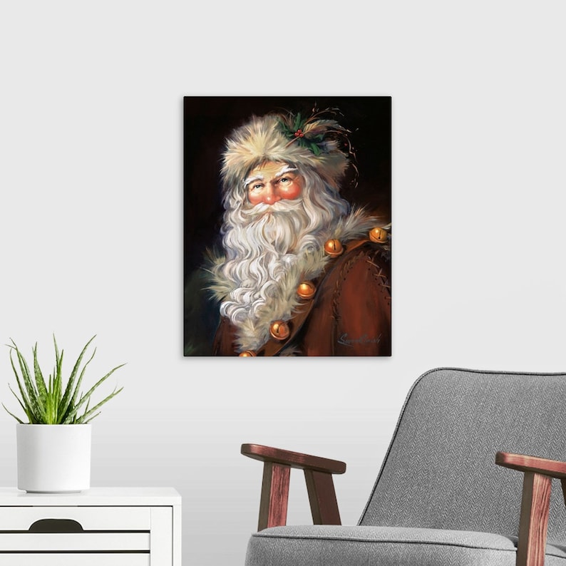 Father Christmas Canvas Wall Art Print Etsy